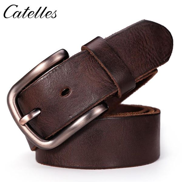 

catelles luxury genuie leather betls for men 100% pin buckle simple belt ceinture mens 2021 belts, Black;brown