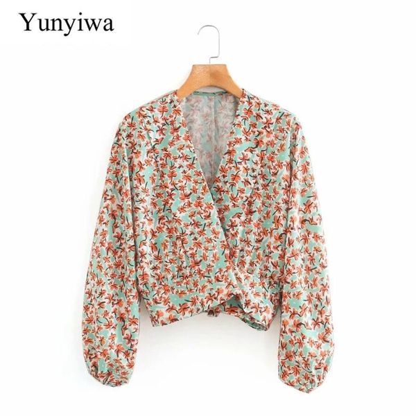 

women vintage v neck floral print kimono smock blouse ladies lantern sleeve hem bow tied chic shirts female women's blouses &, White