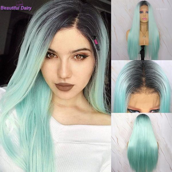

beautiful diary green color heat resistant synthetic hair wigs 180% denstiy cosplay wig gluesless lace front wigs1, Black