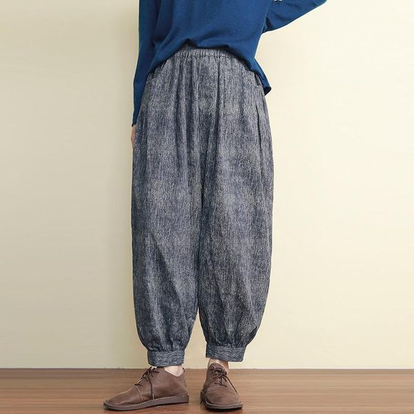 

autumn jeans women retro loose solid color vintage washed female fashion full length denim trousers women's, Blue