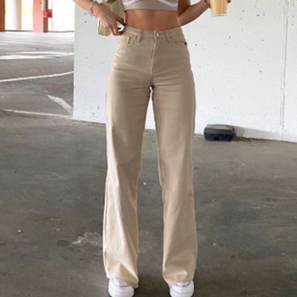 

women's pants & capris fashion loose jeans for women high waist stretch wide leg femme trousers casual comfort denim mom 2021 wash, Black;white