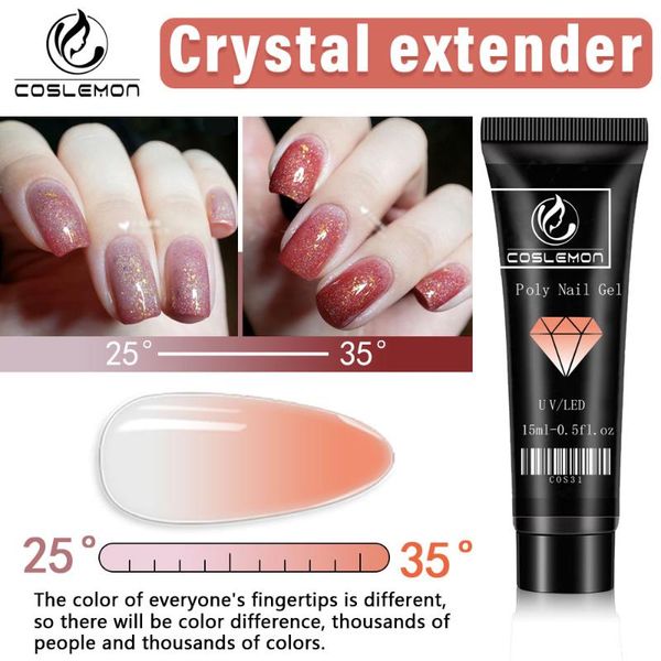 

nail gel coslemon thermal sensitive polish hybrid varnish for nails manicure uv lacquer air dry temperature change 15ml, Red;pink