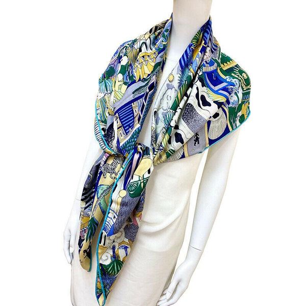 

scarves luxury 70% cashmere 30% silk scarf women thin shawl fashion animal city kerchief stole winter big blanket bandana 135*135cm, Blue;gray