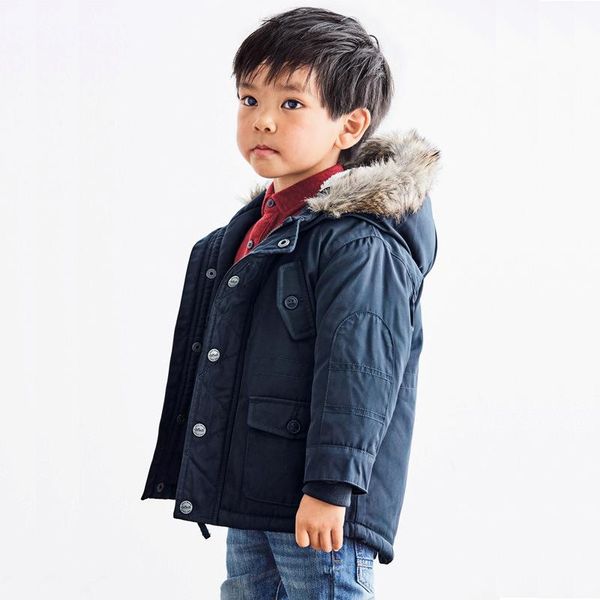 

coat 2021 autumn winter boy cap and cotton padded jacket, Blue;gray