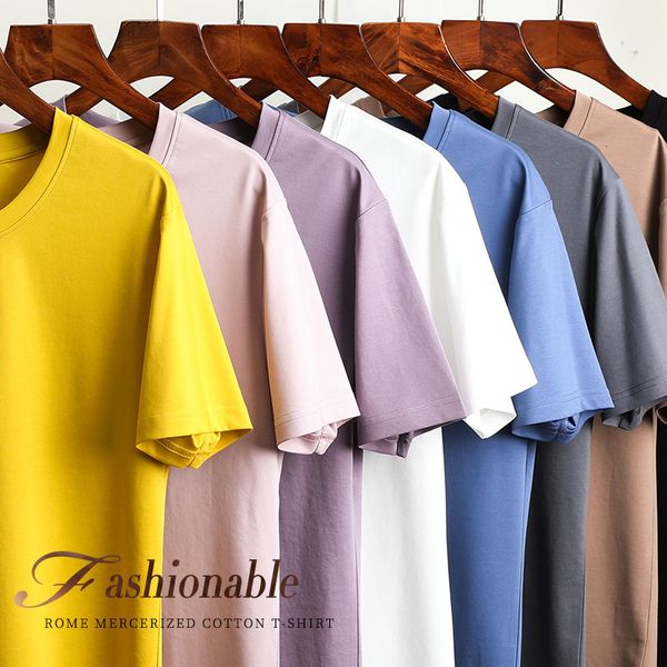 

women's t-shirt o neck woman 100% mercerized cotton t-shirts straight loose pure color short sleeve t-shirt summer ca, White