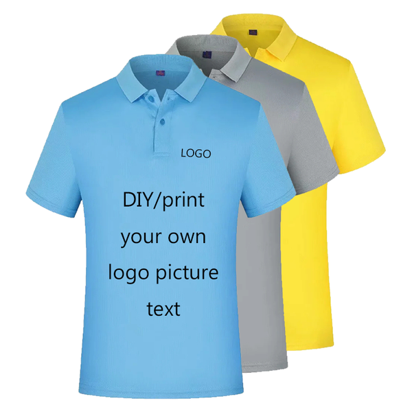 

men's polos custom logo short sleeve shirt printed picture text ladies casual, White;black