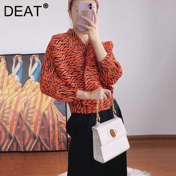 

women's jackets deat woman pleated short leopard print batwing sleeve lapel elastic casual style outerwear 2021 autumn fashion 15ht215, Black;brown