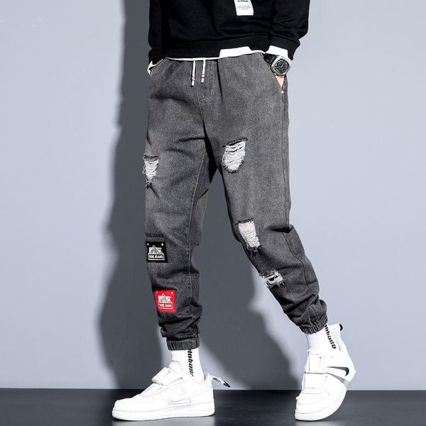 

men's jeans men 's 2021 youth spring and autumn cotton low waist washed loose leisure all -matching long pants, Blue