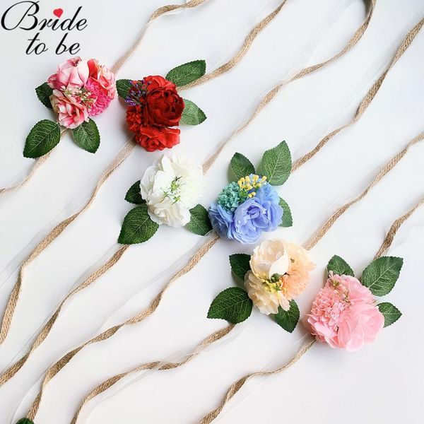 

decorative flowers & wreaths hand for team bride wrist corsage bridesmaid artificial wedding dancing party decor bridal prom