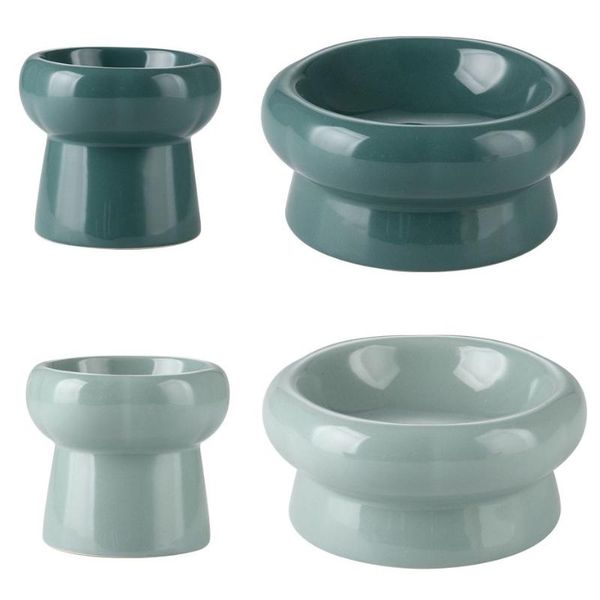 

ceramic pet bowl cat dog eating dishes high foot water dispenser small animal feeder, protect pets' spines and neck bowls & feeders