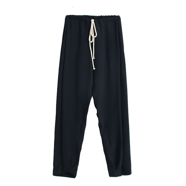 

capri draping autumn style drawstring casual mopping the floor was thin sweat carrot wide-leg pants k468, Black;white