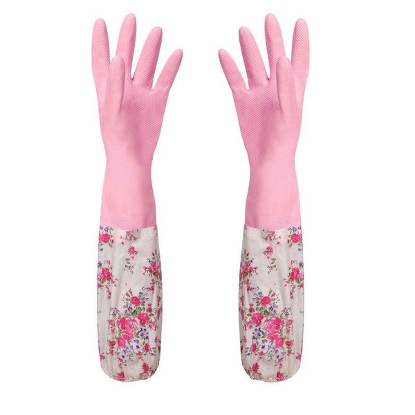 

disposable gloves house flower glue velvet long non-slip household dishwashing cleaning