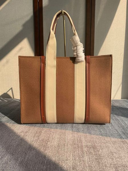 Woody Tragetasche, Designer-Tasche, Winter-Luxus-Geldbörse, Wollfilz, Kalbsleder, Handtasche, Segeltuch, klassisch, modisch, lässig, für Damen, Clutch, Einkaufen, Reisen, Strandtaschen