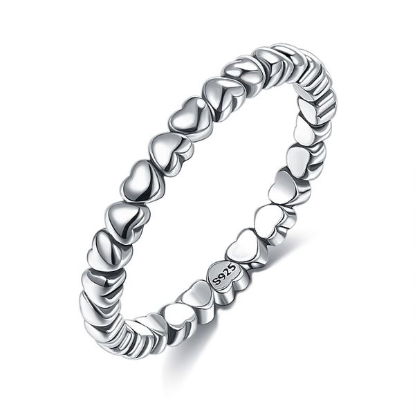 

bamoer 925 sterling silver forever love heart finger ring original jewelry gift stackable bague korean jewelry 1780 v2