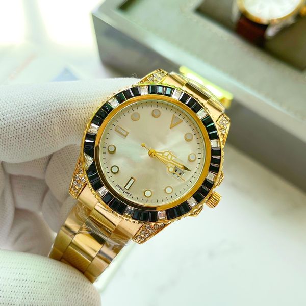 

rainbow diamond yacht series, fashion trend, men's watch, Slivery;brown