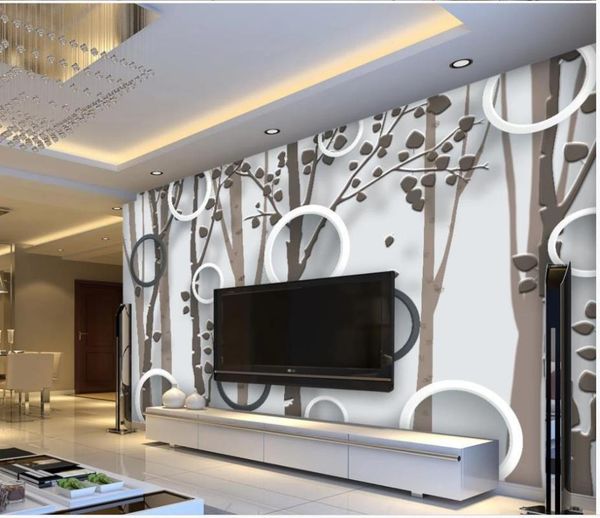 

wallpapers custom po 3d murals wallpaper for walls 3 d modern woods circle mural tv background wall papers living room