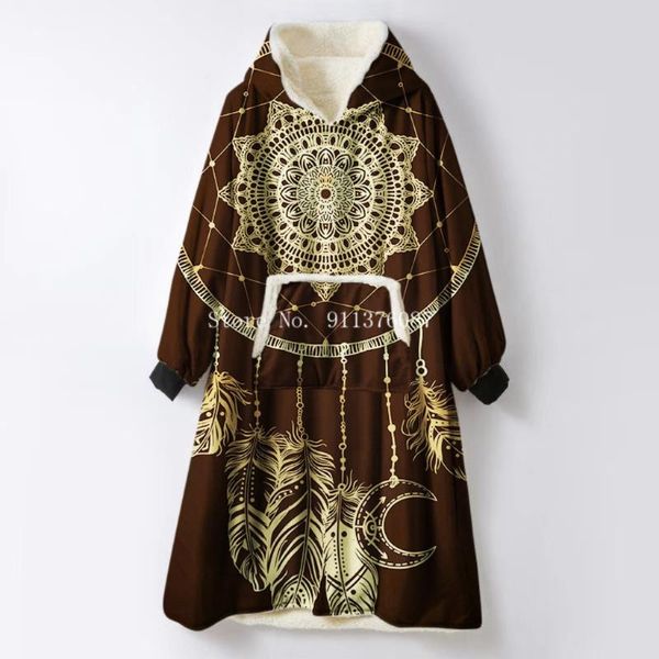 

blankets fashion women oversized blanket hoodies flannel nightgown bohemian soft pullover winter warm loose lazy coat