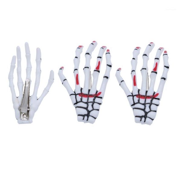 

3pcs skeleton hand hair clip punk horrible hairpin creative accessory1