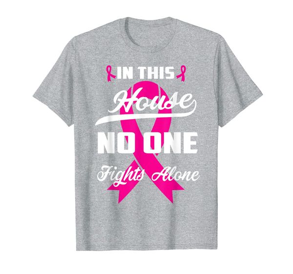

in this house no one fight alone breast cancer awareness t-shirt, White;black