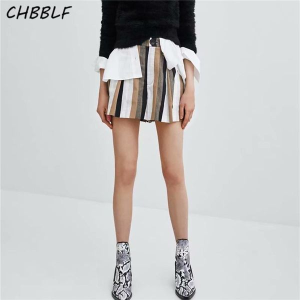 

women's shorts chbblf women stylish striped pockets zipper summer female casual fashion pantalones cort bgb8374, White;black