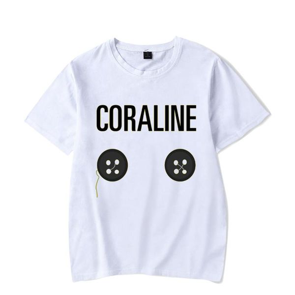 

men's t-shirts coraline cartoon leisure t-shirt short sleeve summer men fleece sweatshirt streetwear manga printed anime hip hop tees, White;black