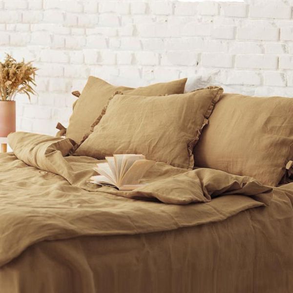 

bedding sets 4pcs 100% washed flax pure linens bed linen euro duvet cover  king size single nordic 150 funda edredon 220x240