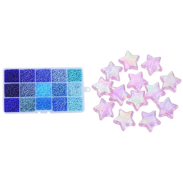 

Other 2 Set Jewelry Accessories: 1 Blue Series Boxed Glass Rice Beads & 10mm Five-Pointed Star