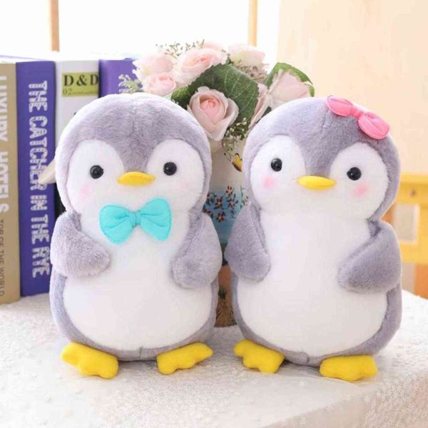Animal de pelúcia de pinguim fofo 25/45cm segurando comida casal casal pinguins Família Fuzzy Little Plushie para Crianças Presente Y211119