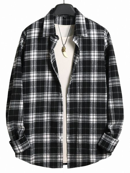 

men plaid shirt without tee m4d1#, White;black