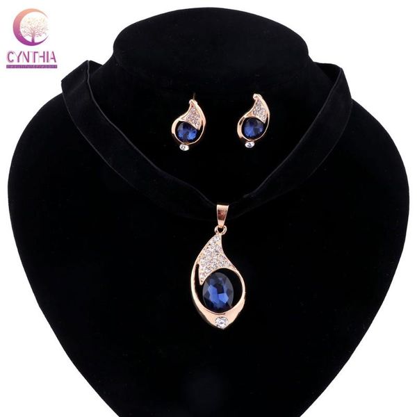

earrings & necklace 5 colors jewelry sets gold silver plated women statement for party wedding boho crystal with 2021