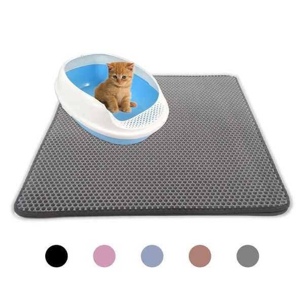 

kennels & pens waterproof pet cat mat litter double layer trapping dog kitten toilet mats feeding non-slip floor pad