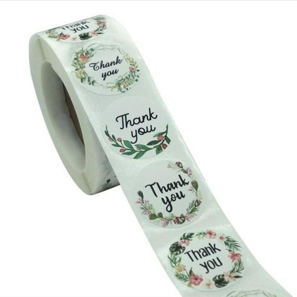 

gift wrap 500pcs/roll thank you copperplate sticker family party envelope box stationery creative corporate personality label