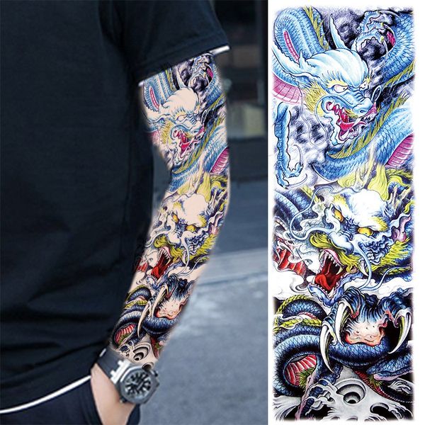 

color large picture dragon flower arm tattoo stick full long-lasting waterproof