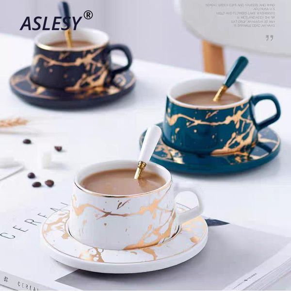 

mugs nordic style marble coffee mug matte gold series ceramic tea cups luxurious vintage bar valentine's day present wedding party
