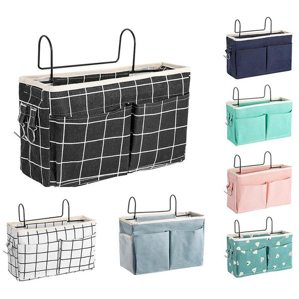 

storage bags cotton bedside hanging pocket bag bedroom magazine pouch diaper caddy toy holder baby tissue box home organizer