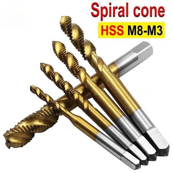 

hand tools 2021 titanium coated thread tap drill metric hss spiral fluted machine screw m3 m4 m5 m6 m8 pointed taps