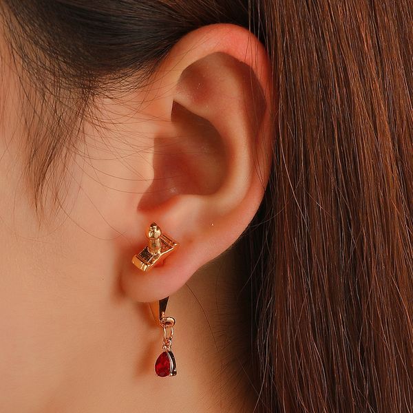 

s2737 europe fashion jewelry short sword stud earring gothic red drop blood cross earrings, Golden;silver