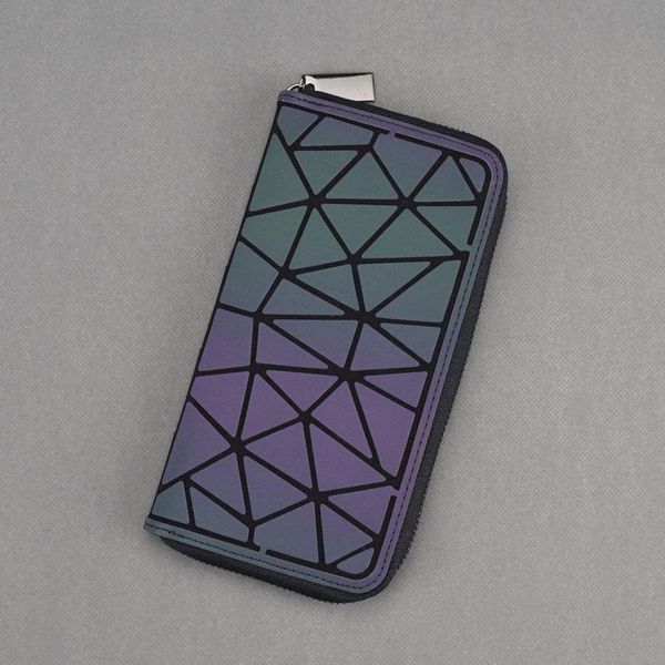 

geometric rhombus wallet luminous female coin purse korean version long zipper banknote clip multifunctional wallets, Red;black