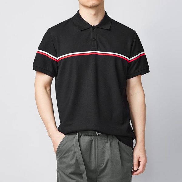 

men's polos summer short-sleeved contrast color lapel t-shirt, White;black