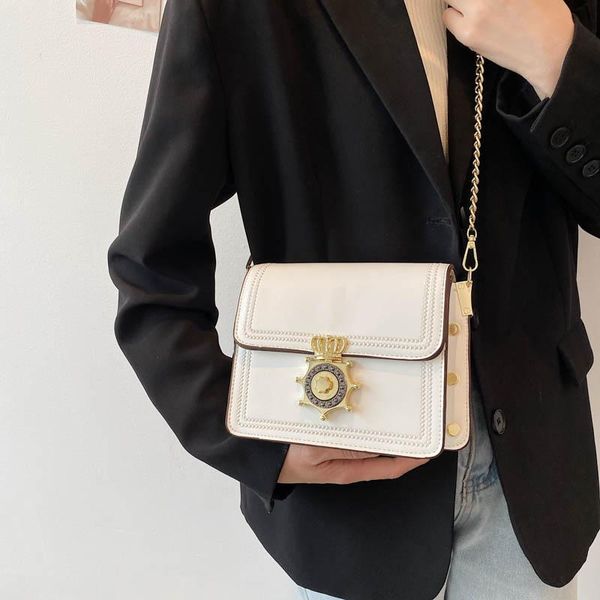 

evening bags fashion designer crossbody solid pu leather summer chain square lady shoulder messenger bag badge lock purses and handbags