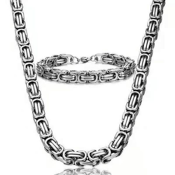 

chains necklace bracelet for men hiphop rapper never fade club jewelry stainless steel 8mm imperial link choker, Silver