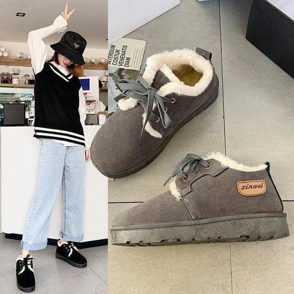 

boots snow women's winter style plus velvet bread cotton shoes thickened warm comfortable durable, Black