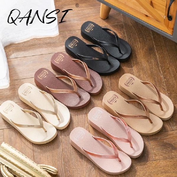 

slippers summer casual eva women's flip flops indoor non-slip bathroom bathe women fashion wedges beach for 2021, Black