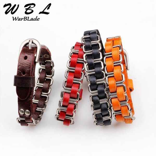 

charm bracelets wbl men jewelry vintage punk bracelet braided geunine leather bangles wristband for women pulseras 2021, Golden;silver