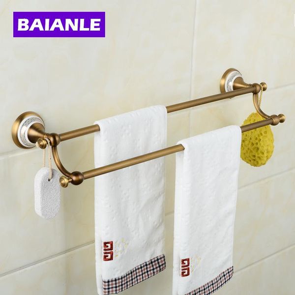 

towel racks creative wall mounted double bars brass & ceramics bathroom bath rods