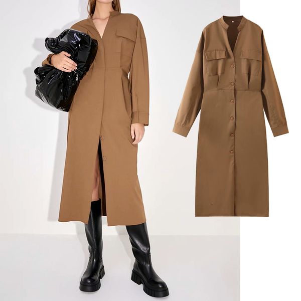 

casual dresses fashion retro shirt style solid color long sleeve ladies v-neck slim vestidos spring 8snr, Black;gray