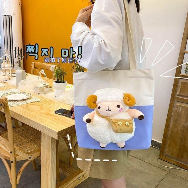 

evening bags japanese ulzzang shoulder bag for women lovely plush sheep handbags back to school gift kawaii tote bolso
