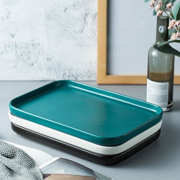 

bath accessory set ceramic tray bathroom trays black white fruits plates jewelry rectangle dessert dish home decoration