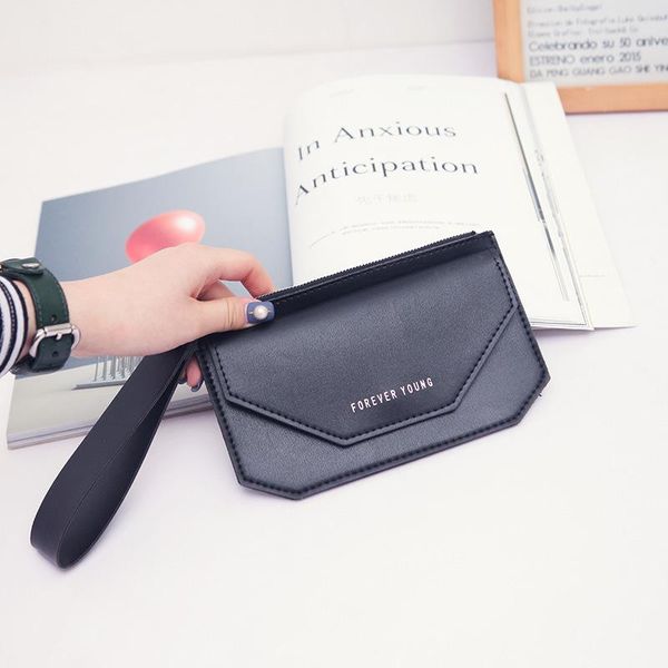 

wallets style simple pu solid color bags women's casual clutch purse fashion handbag, Red;black