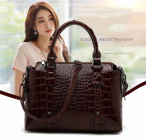 

evening bags luxury patent leather handbag for women 2021 alligator patterrn designer female shoulder crossbody bag ladies large capacity